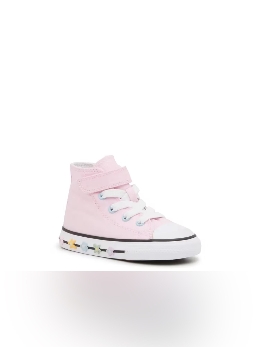 Converse Kids Pink High-Top Sneakers with Floral Side Accents